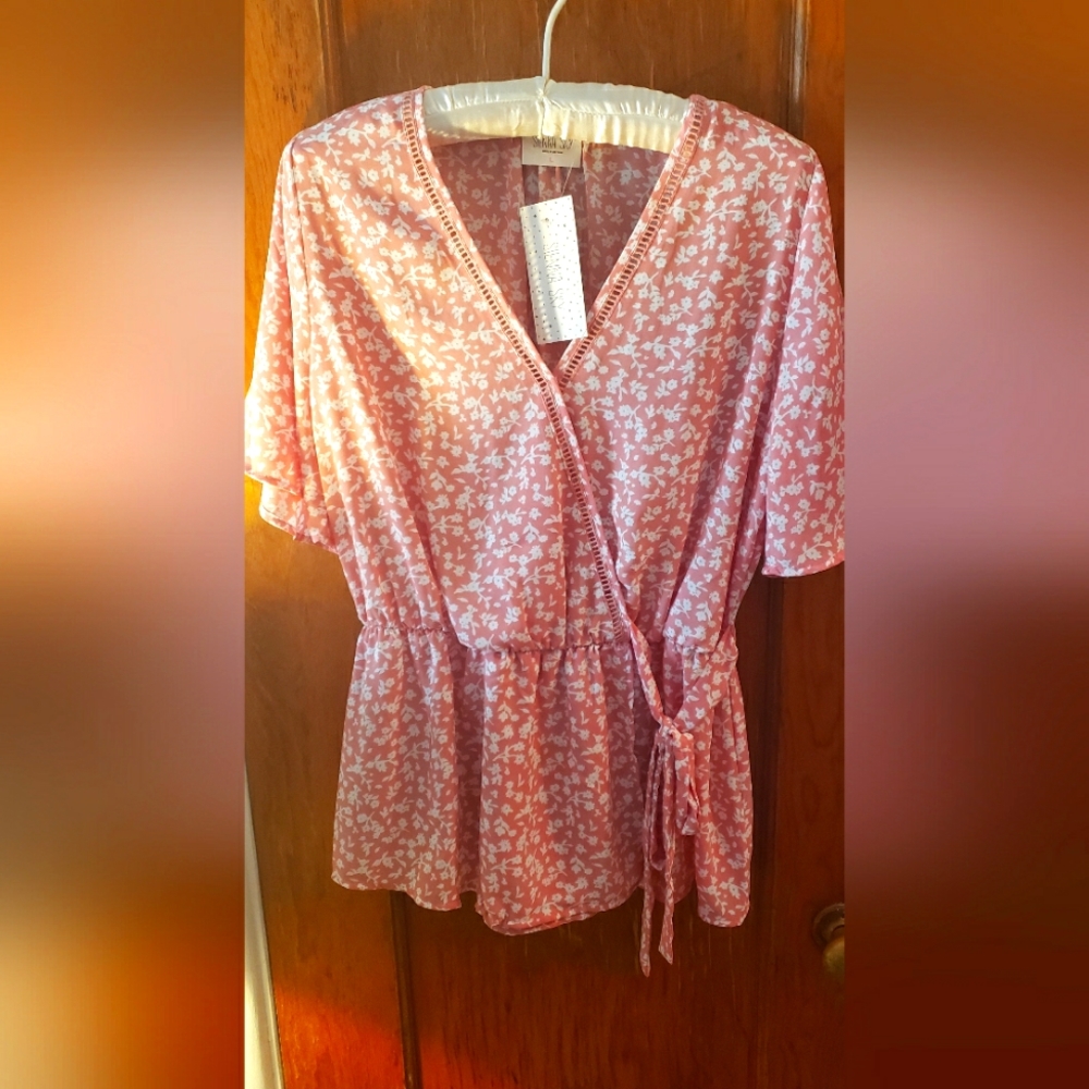 brand new with tags  soft pink blouse size lrg
